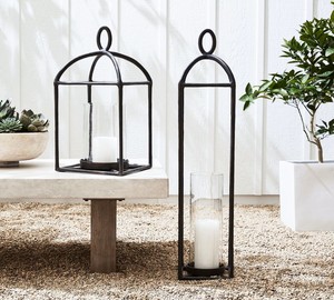 Modern Decorative Metal <b>Lantern</b> <b>Set</b> Matte Black <b>Lanterns</b> Black cand pillar holder for home & garden decor dinning Christmas Deco - Product Image 3