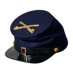 Casquette ou béret de cavalerie pour les troupes engagées de l'Union Civile, avec un corps en laine bleu marine et un insigne en forme de sabre croisé. - Product Image 1