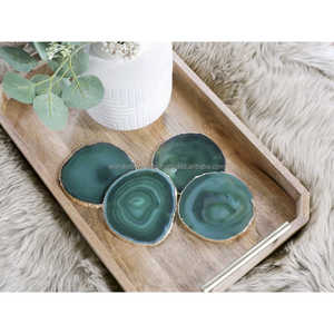 Meilleure vente en gros de sous-verre en agate bleue naturelle en cristal pour guérir la méditation métaphysique décor à la maison dessous de verre en pierres précieuses - Product Image 5