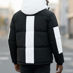 Chaqueta Bomber Casual para Hombre de Alta Calidad, Abrigo Grueso de Invierno Cálido con Cremallera, Diseño de Bloques de Color en Lona, Abrigos Acolchados al por Mayor - Product Image 2