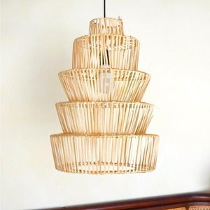 Abat-jour en rotin naturel tissé style bohème, de haute qualité, vente en gros, lampe suspendue en rotin et bambou fabriquée au Vietnam - Product Image 5