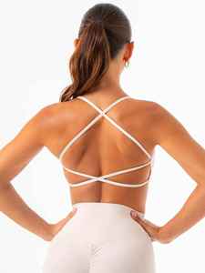 Women's <b>White</b> Deep V Neck Crisscross Strap Crop Top With High Waist Shorts <b>2</b> <b>Piece</b> Yoga Set Breathable Solid Color Seamless - Product Image 2