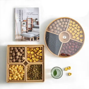 Wholesale Bamboo Wooden Serving Tray for Kitchen <b>Nut</b> Candy Storage Party Appetizer Platter Veggie Dish Multi Compartment - Product Image 3
