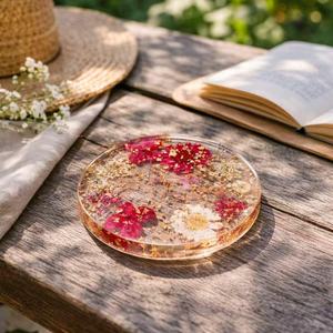 Real Dried Flower Resin Coaster Handmade Floral Coaster Gold Flakes Coaster Aesthetic <b>Gift</b> <b>for</b> <b>Her</b> <b>Unique</b> Home Decor - Product Image 5