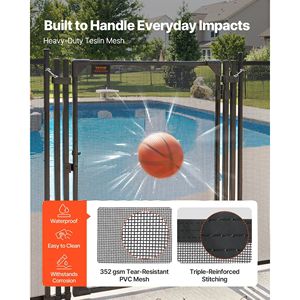 Kit de Instalación Fácil de 4 x 2.5 Pies para Valla de Seguridad de Piscina Enterrada con Pestillo Metálico y Tope - Product Image 4