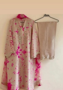 NICE Venta caliente indio pakistaní última edición de boda corbata de espejo de seda y tinte trabajo hecho a mano Salwar Kameez para fiestas - Product Image 5