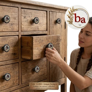 Boutons de meuble ronds modernes en métal avec motif horloge rose vintage, écologiques pour la cuisine et les meubles de chambre - Product Image 2