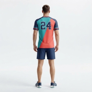 Camiseta de Fútbol Americano Personalizada en Color Verde Azulado, Coral y Azul Marino, Uniforme de Fútbol Americano para Hombre, Ropa Deportiva de Equipo Sublimada, Nombre y Número Personalizados - Product Image 2