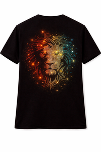 Camiseta Negra Oversize para Hombre, Estilo Veraniego con Estampado de León con Pedrería, Algodón, Estilo Urbano, Corte Holgado, Logotipo Personalizado, Último Diseño - Product Image 2