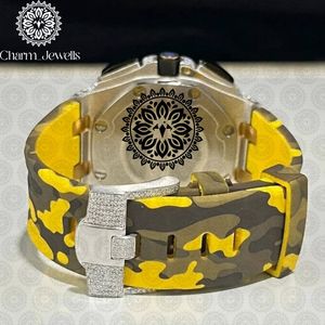 Luxury Men's Diamond Encrusted Stainless Steel Watch 40mm Case Analog Mechanical Movement <b>Chronograph</b> 10 Bar Water Resistant - Product Image 4