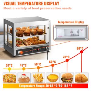 Scaldapizza Commerciale da 800W a 2 Livelli con Riscaldamento 3D, Illuminazione a 3 Colori e Ventola Inferiore Manuale per Espositori da Banco - Product Image 4
