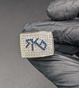 Heavy Iced Out Square <b>Ring</b> Moissanite Micro Pave <b>925</b> <b>Silver</b> Custom Initial Number <b>Ring</b> Hip Hop Rapper Jewelry Gift - Product Image 1