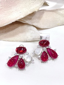 Classy Romantic <b>Silver</b> Plated Flower Chandelier Earrings With Crystal Rhinestones For Women Wedding Party Wear - Product Image 3