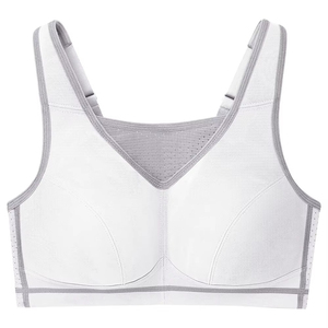 Soutien-gorge de sport blanc en maille pour femme, bretelles réglables, extensible dans quatre directions, soutien moyen, respirant, sans coutures, pour fitness et entraînement - Product Image 2