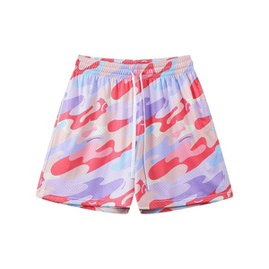Shorts de basketball pour hommes, style streetwear, avec logo personnalisé, imprimé intégral, en maille respirante, séchage rapide, taille mi-haute élastique de 5 pouces - Product Image 3