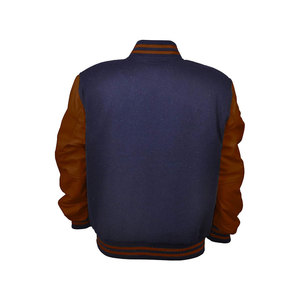 Veste universitaire bleu marine pour homme avec bordure orange et fermeture boutonnée, style preppy, coupe classique, en laine et polyester, pour l'automne - Product Image 2