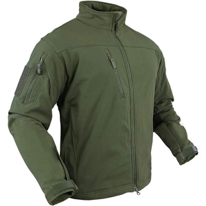 Chaquetas softshell para adultos, resistentes al viento, para invierno, color verde, con cremallera, cuello alto, mangas largas, para senderismo al aire libre. - Product Image 2