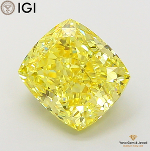 ใบรับรอง IGI เพชรทรงคุชชั่น 4.01 กะรัต สีเหลืองแฟนซีสดใส ความสะอาดระดับ VS2 เพชร CVD ที่ปลูกในห้องปฏิบัติการ สำหรับเครื่องประดับผู้หญิงทันสมัย - Product Image 1