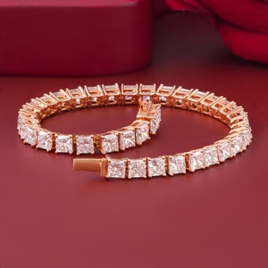13.53 CT Princess Cut Lab Grown Diamond Tennis Bracelet 14K Rose <b>Gold</b> 4-Prong Rhodium 18K <b>Solid</b> <b>Gold</b> White <b>Gold</b> Perfect Gift IGI - Product Image 4