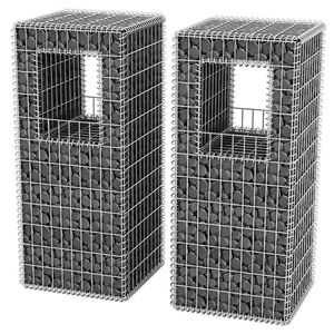 2 paniers/grosses jardinières en gabion d'acier 50x50x120 cm – Pots et jardinières à fleurs - Product Image 3