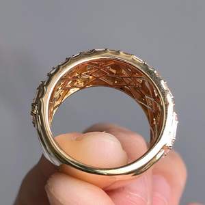 Anillo de Diamantes Cultivados en Laboratorio, Corte Baguette, Oro Sólido de 14K, Ancho, de Lujo, para Boda o Aniversario, Joyería Fina - Product Image 2