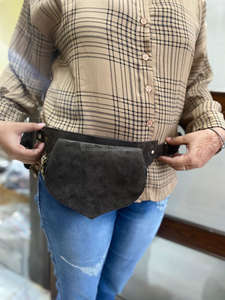 New Real Handmade Suede Leather Multi Pockets Waist Hip Bags With Adjustable Strap Stylish Unisex Leather Utility Fanny Packs - Product Image 2