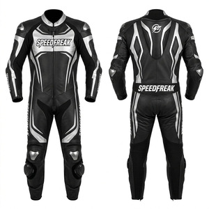 Combinaison de course moto en cuir intégral Speedfreak pour homme, une pièce, noir argenté, respirante, toutes saisons - Product Image 3