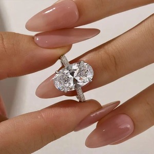 Bague de fiançailles classique en moissanite ovale 925, bague de voyage en argent sterling plaqué or blanc, bague en moissanite à vendre pour l'exportation - Product Image 5