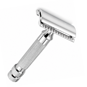 มีดโกนหนวดสแตนเลสแบบโลหะสองด้าน ดีไซน์คลาสสิก หัวหมุนได้ ใบมีดเดี่ยว - Product Image 4