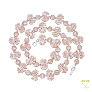 Luxury <b>Tennis</b> Chain <b>Necklace</b> Alternating Round And Double Loop Stone Links Iced Out Fashion Jewelry - Product Image 6
