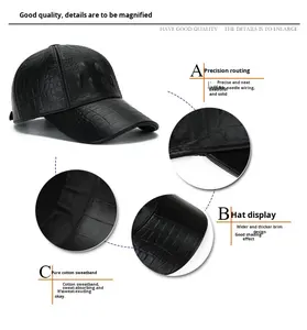 Gorra de Béisbol de Cuero con Diseño de Cocodrilo, Otoño Invierno, Casual, de Alta Calidad - Product Image 3