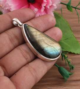 Natural Labradorite Teardrop Pendant Sterling Silver Boho Gemstone Necklace Handmade <b>Flash</b> Jewelry Gift For Women - Product Image 5