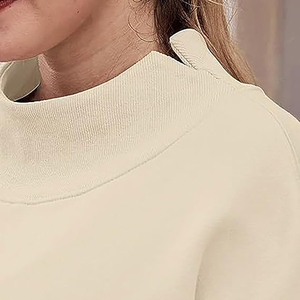 Women Mock Neck Sweatshirt <b>Drop</b> Shoulder Streetwear - Product Image 3