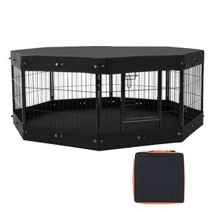 Set di 8 Recinti Pieghevoli in Metallo per Cani 24 X 24 Pollici con Porta e Borsa Portaoggetti - Pannelli Solidi XL per Uso Interno/Esterno - Product Image 1