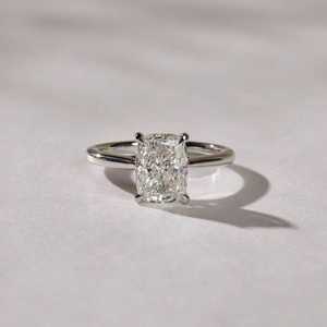 Radiant Cut Moissanite Engagement <b>Ring</b>, 2 CT White Gold <b>Solitaire</b>, 925 <b>Silver</b> Minimalist 4 Prong <b>Ring</b> - Product Image 5