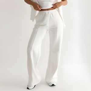 Pantalon de survêtement décontracté à jambes larges pour femmes, taille haute, coupe décontractée, doux et confortable, pantalon de jogging pour tous les jours, avec cordon élastique - Product Image 2