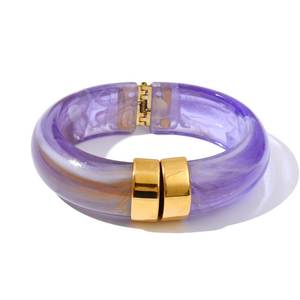 Trendy Epoxy Resin Brass Bangle Stack With Polish Finished for Women Daily Wear Party Festive <b>Boho</b> Fashion Jewelry <b>Bracelet</b> Cuff - Product Image 4