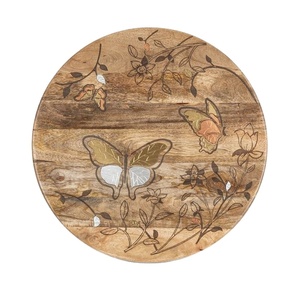 Plato decorativo de madera de mango con incrustaciones de nácar plato de madera elegante para mesa de lujo regalo de boda bandeja de decoración del hogar - Product Image 1