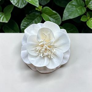 VADEE Craft Handmade Sustainable <b>Single</b> White Camellia Sola Wood <b>Flowers</b> Size 8.5 CM Sesbania Plant Fiber Rod Phra - Product Image 1