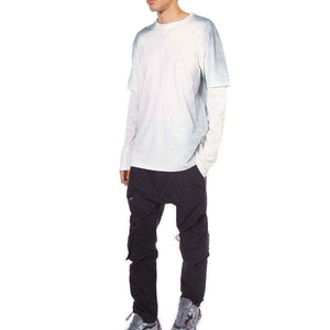 เสื้อยืดคุณภาพดีสั่งทำพิเศษสไตล์วินเทจสองชั้น ผู้ผลิต OEM แบบเรียบด้านหน้า แต่งลายขาดๆ แบบดิจิทัล พิมพ์ลายขนาดใหญ่ แขนยาว - Product Image 1