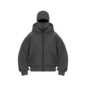 Sweat à capuche balaclava pour homme, style streetwear Y2K, décontracté, en coton imprimé, avec fermeture éclair intégrale et double capuche tendance - Product Image 3