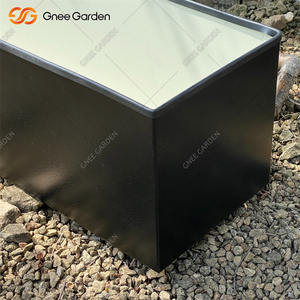 Jardinière carrée en acier galvanisé noir de 133 L, clôture de séparation extérieure, bac à plantes, aménagement paysager de cour - Product Image 3