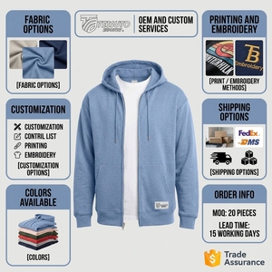 Men's Solid <b>Grey</b> <b>Zip</b> <b>Up</b> <b>Hoodie</b> Long Sleeve Casual Sweatshirt With Kangaroo Pocket - Product Image 5