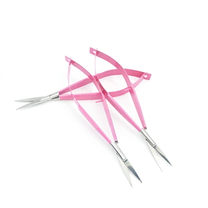 Eye Brow Scissors 4.5" Straight Baby pink Color Spring Action extra sharp Blade Customize color - Product Image 5