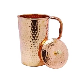 Contemporary Copper Water Jug Stylish Pitcher for Kitchen Dining <b>Table</b> Beverage Serving - Product Image 2