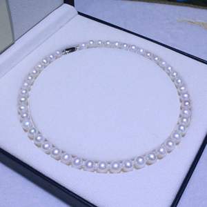 Collar de Perlas de Agua Dulce de 9-10 mm, Simple y Elegante, con Cadena Brillante, para Mamá, Perlas Naturales - Product Image 3