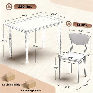 Set da Pranzo Moderno Bianco Crema 5 Pezzi con Tavolo e Sedie per Cucina e Soggiorno - Product Image 6