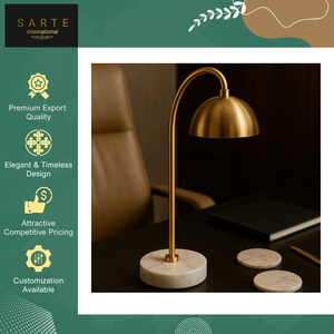 Fournisseur indien vendant des lampes de table élégantes en laiton et marbre, éclairage LED moderne de luxe écologique de haute qualité pour le bureau - Product Image 2