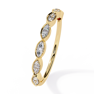 Bague d'éternité en or massif 18 carats avec diamants naturels pour femme, sertie clos minimaliste, diamants ronds et bande de mariage inspirée de la taille marquise, Inde - Product Image 5