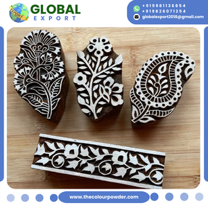 Blocs d'impression floraux ronds en henné, en bois, faits à la main et profondément gravés, certifiés FDA, emballage personnalisé, utilisation pour l'impression multi-surfaces - Product Image 4